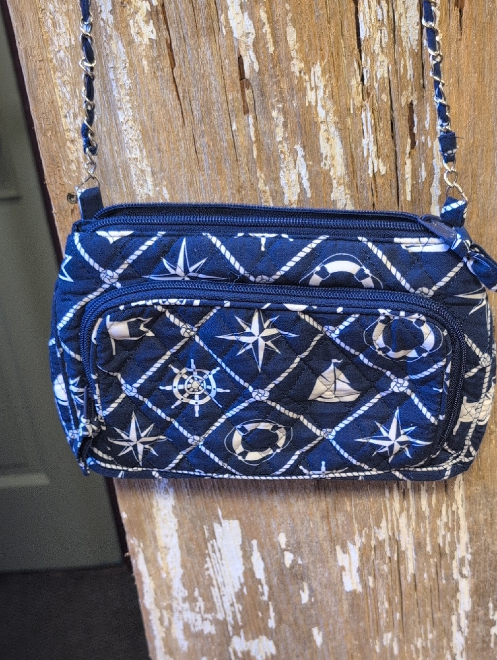 Vera Bradley Navy and White Nautical Quilted Crossbody Purse